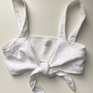 Aritzia Wilfred White Tie Front Top size M